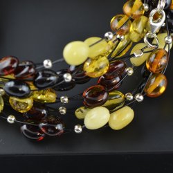 Olive mix amber bracelet with wire